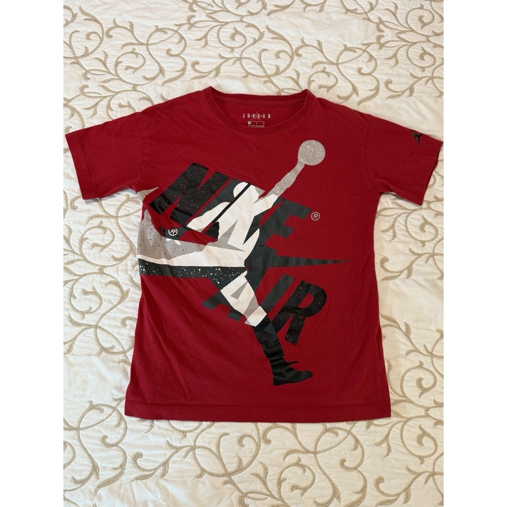 Nike Air Jordan Boys Graphic T-Shirt Red Jumpman Logo Size Large YOUTH